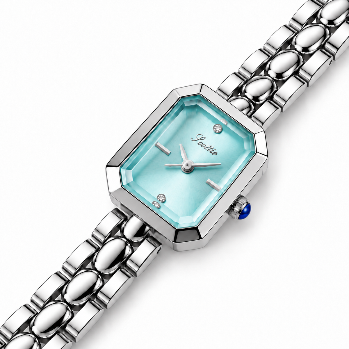 Scottie Celeste light blue dial, close-up