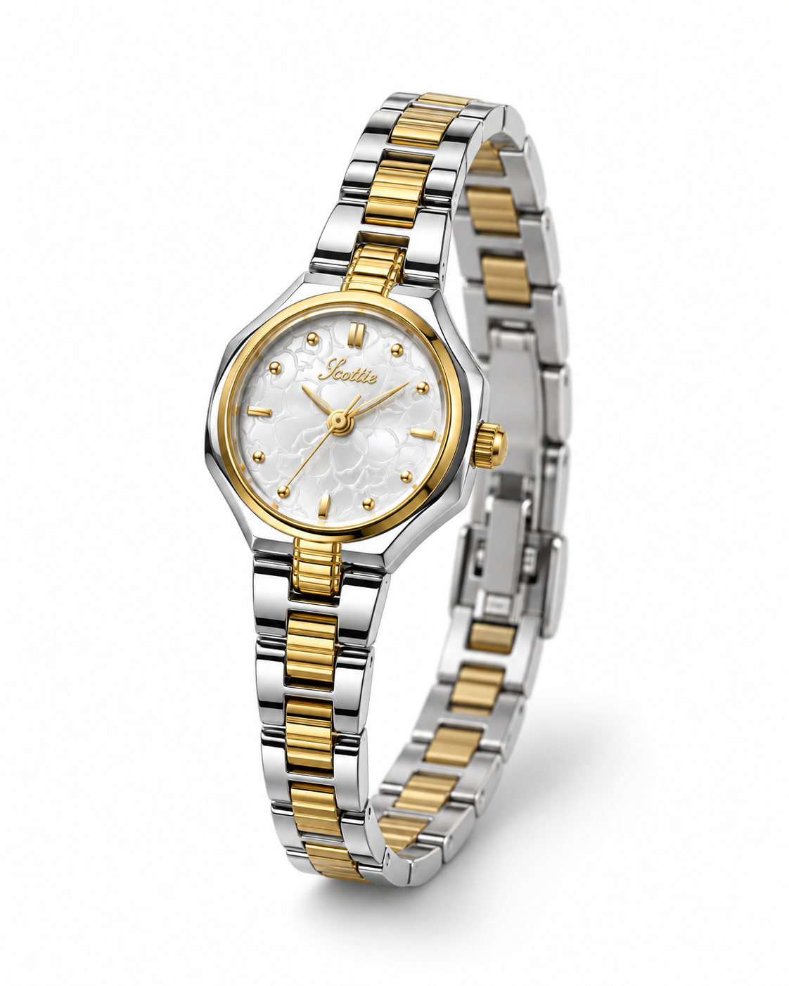 Scottie Cerchio two-tone watch, angled view