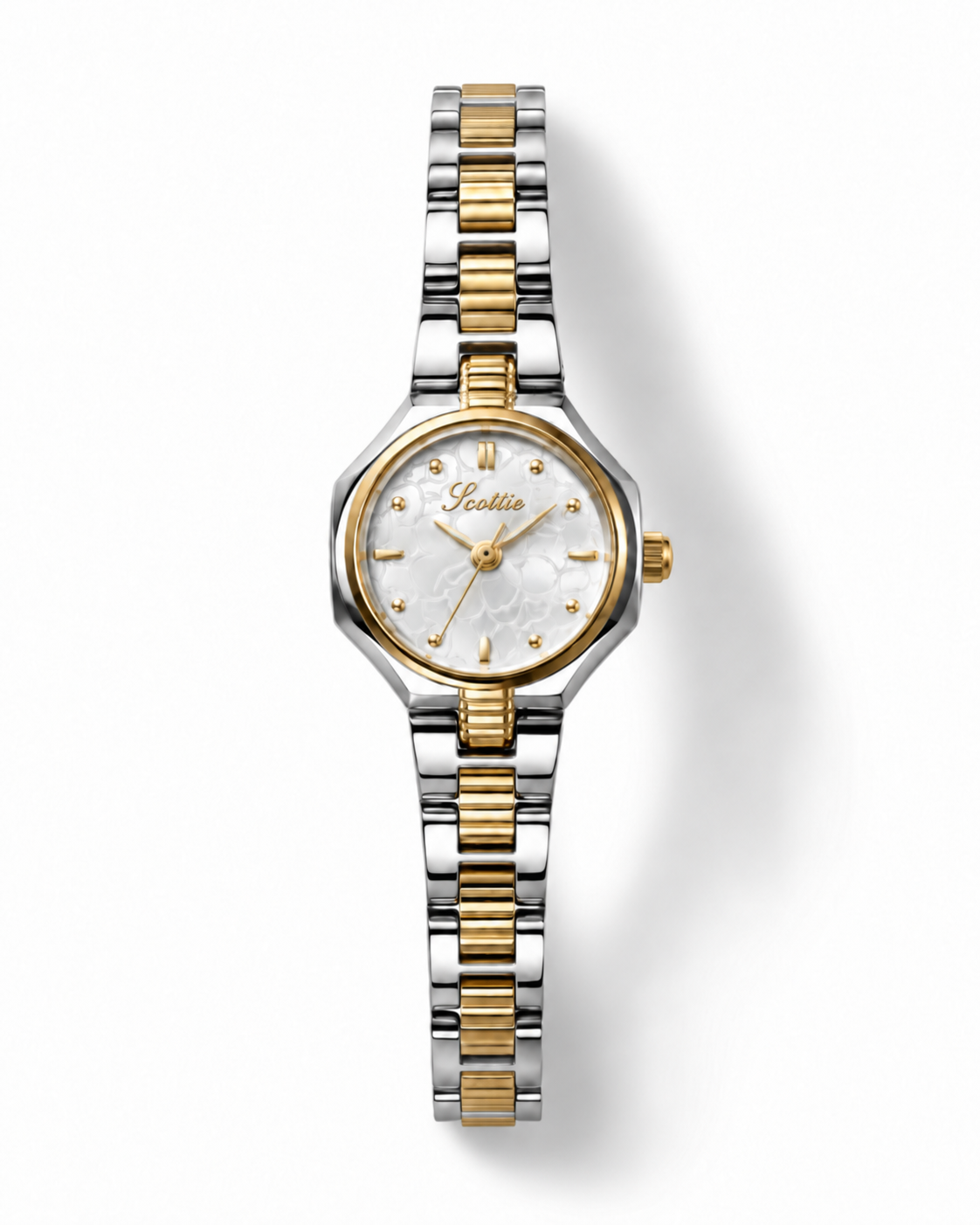 Scottie Cerchio two-tone silver and gold watch, front view