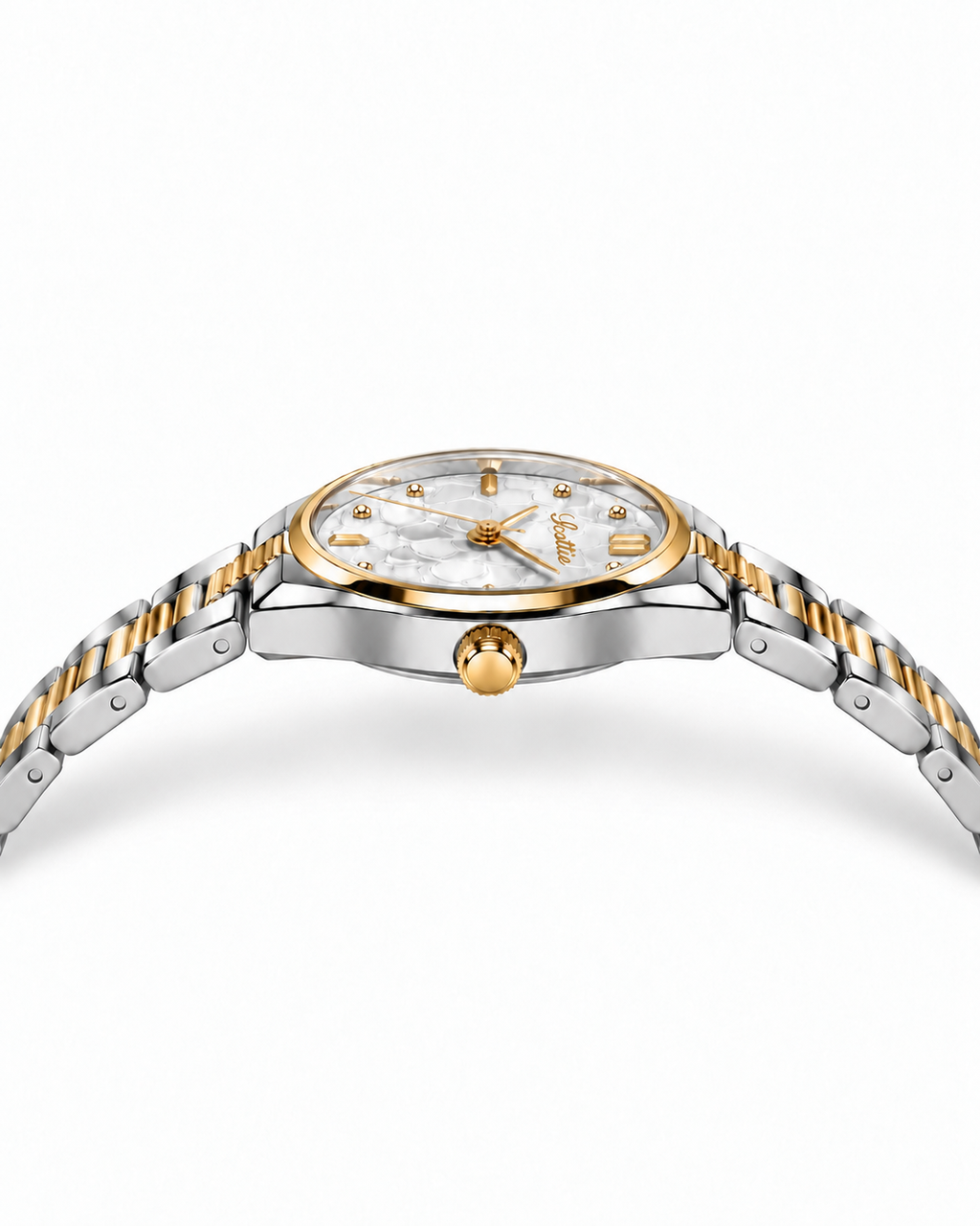 Scottie Cerchio two-tone watch, profile view