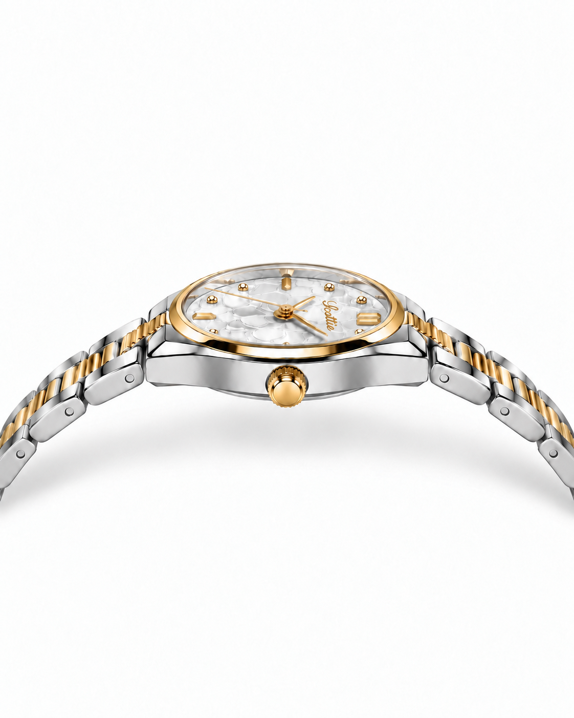 Scottie Cerchio two-tone watch, profile view