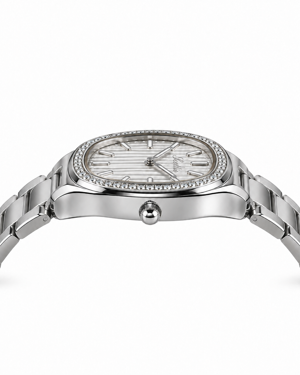 Scottie Carre silver watch, profile view