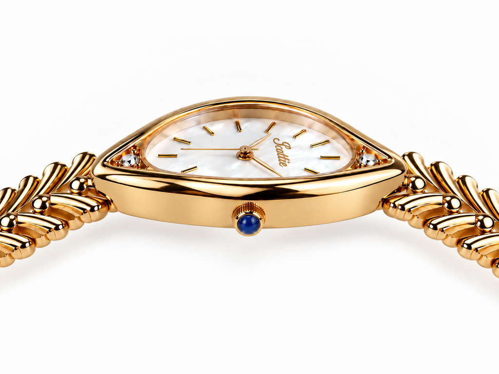 Scottie Arco gold watch, profile view