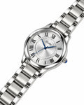 Scottie Pista silver dial with Roman numerals, close-up